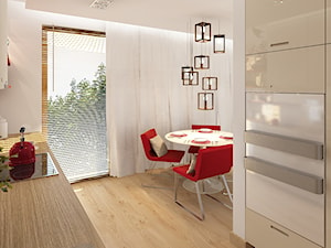 Kuchnie - Średnia zamknięta biała z zabudowaną lodówką kuchnia dwurzędowa z oknem, styl nowoczesny - zdjęcie od Add Design