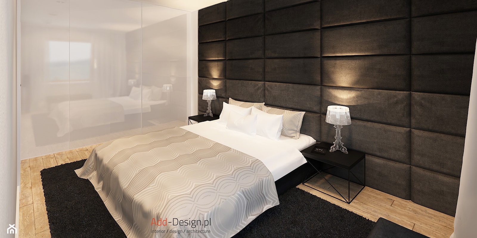 Apartamentowiec w górach, w Szklarskiej Porębie - Średnia biała z panelami tapicerowanymi sypialnia, styl nowoczesny - zdjęcie od Add Design - Homebook
