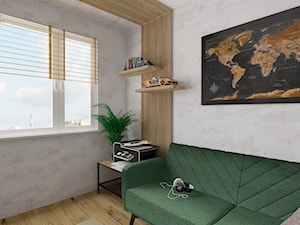 Biuro z zieloną sofą - zdjęcie od Aleksandra Regiec - projektowanie wnętrz