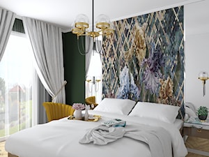 Sypialnia z zieloną ścianą - zdjęcie od Aleksandra Regiec - projektowanie wnętrz