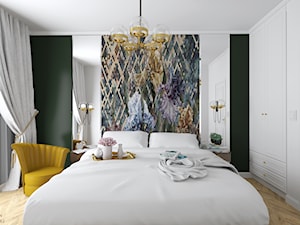 Sypialnia z tapetą - zdjęcie od Aleksandra Regiec - projektowanie wnętrz