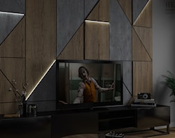 Salon - podświetlana ściana TV - zdjęcie od Aleksandra Regiec - projektowanie wnętrz - Homebook