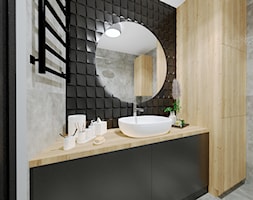 łazienka czarno drewniana z płytkami Incana Atlantic - zdjęcie od Aleksandra Regiec - projektowanie wnętrz - Homebook