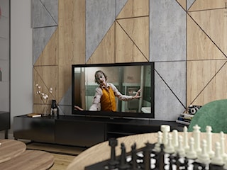 Salon z efektowną ściną TV