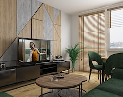 Salon z efektowną ścianą TV - zdjęcie od Aleksandra Regiec - projektowanie wnętrz - Homebook