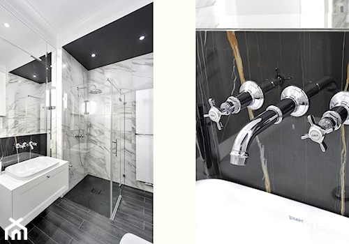 Apartament Morskie Oko - Średnia bez okna z lustrem z punktowym oświetleniem łazienka, styl tradycyjny - zdjęcie od Węgiełek Architekci Wnętrz