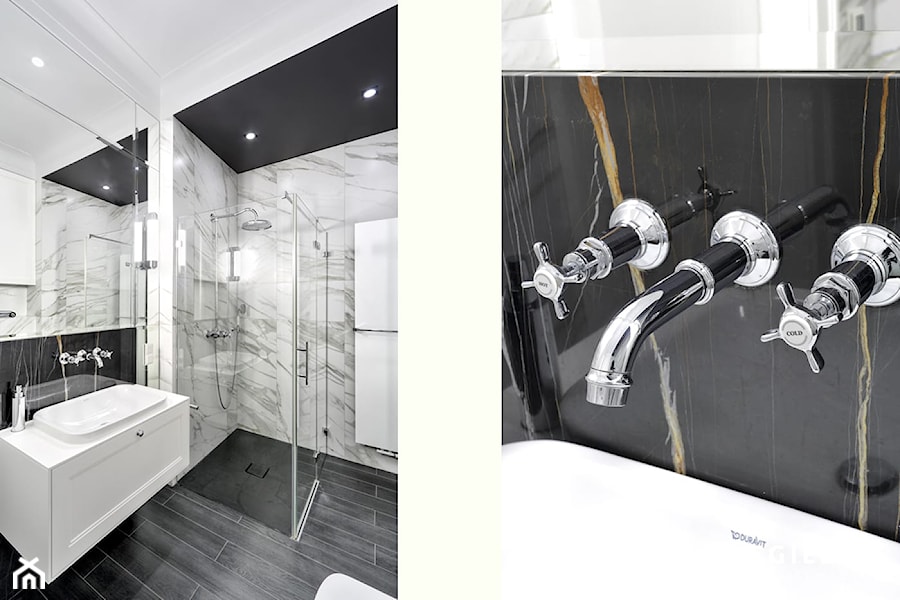 Apartament Morskie Oko - Średnia bez okna z lustrem z punktowym oświetleniem łazienka, styl tradycyjny - zdjęcie od Węgiełek Architekci Wnętrz