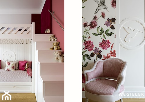 Apartament Morskie Oko - Mały różowy szary pokój dziecka dla dziecka dla nastolatka dla dziewczynki, styl tradycyjny - zdjęcie od Węgiełek Architekci Wnętrz