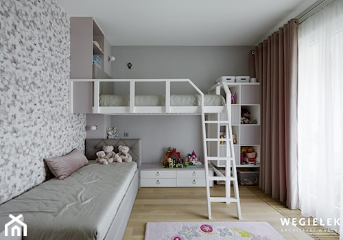 Pokój dziewczynek - Duży szary pokój dziecka dla dziecka dla chłopca dla rodzeństwa - zdjęcie od Węgiełek Architekci Wnętrz