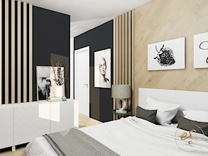 SYPIALNIA Z GARDEROBĄ. - Mała czarna sypialnia, styl nowoczesny - zdjęcie od Pracownia Projektowa STUDIO ES