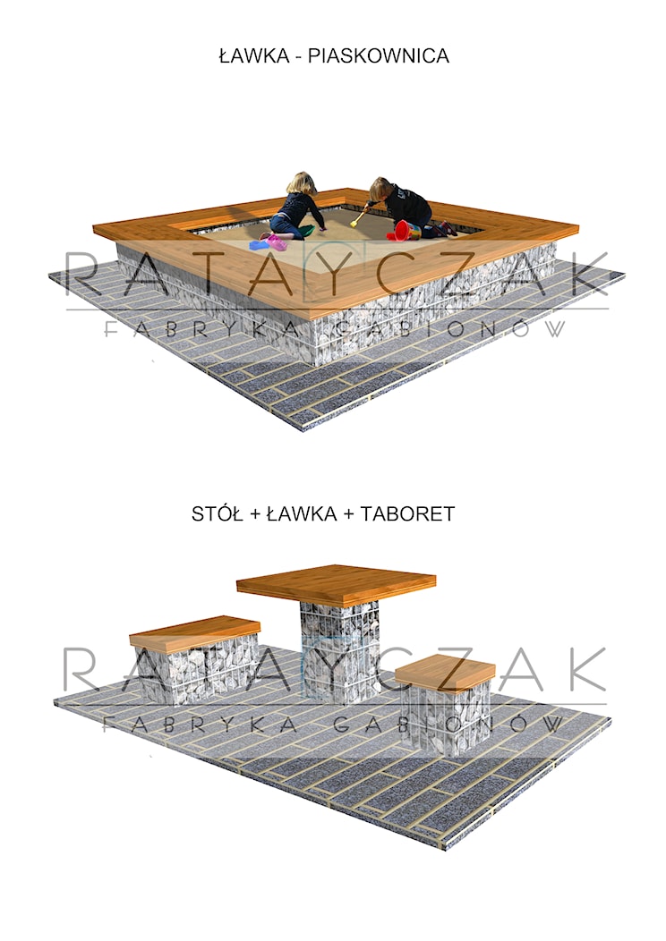 Piaskownica, ławka, stół, taboret - zdjęcie od Gabiony Ratayczak - Homebook