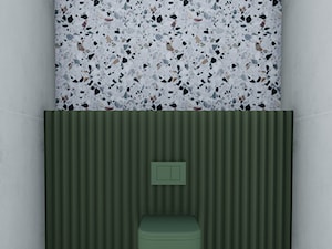 TOALETA TERRAZZO ZIELEŃ VS BRĄZ - Mała bez okna z marmurową podłogą z punktowym oświetleniem łazienka - zdjęcie od _space architects