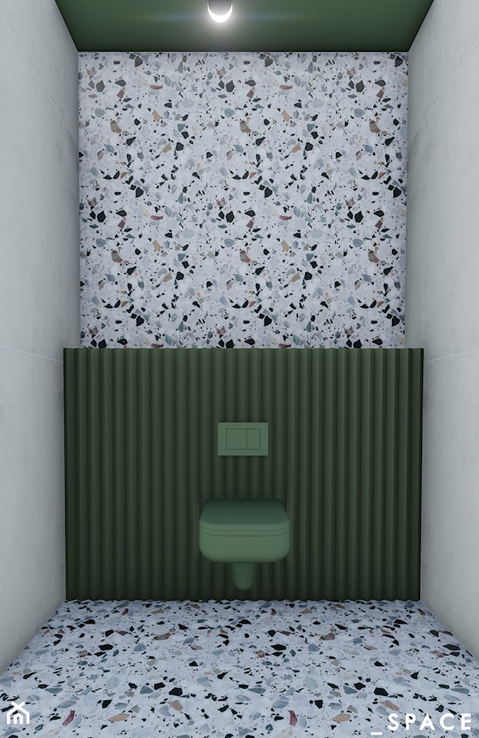 TOALETA TERRAZZO ZIELEŃ VS BRĄZ - Mała bez okna z marmurową podłogą z punktowym oświetleniem łazienka - zdjęcie od _space architects - Homebook