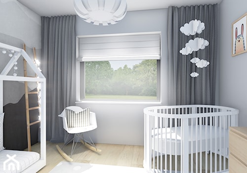 POKOJE DLA DZIECKA - Mały szary pokój dziecka dla niemowlaka dla dziecka dla chłopca dla dziewczynki dla rodzeństwa - zdjęcie od _space architects