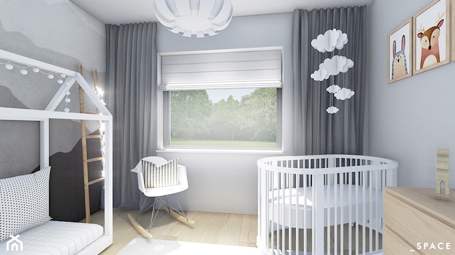 POKOJE DLA DZIECKA - Mały szary pokój dziecka dla niemowlaka dla dziecka dla chłopca dla dziewczynki dla rodzeństwa - zdjęcie od _space architects