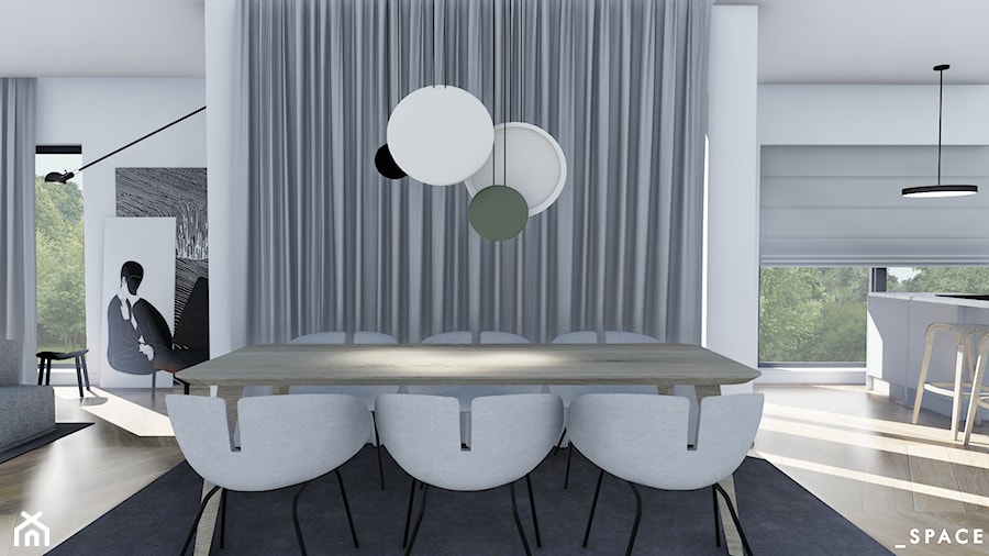DOM POD GDAŃSKIEM - Duża biała jadalnia jako osobne pomieszczenie - zdjęcie od _space architects