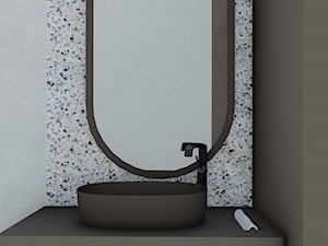 TOALETA TERRAZZO ZIELEŃ VS BRĄZ - Mała bez okna z lustrem łazienka - zdjęcie od _space architects