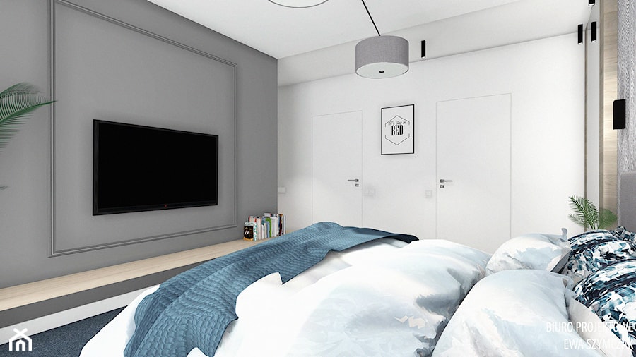 Sypialnia - Średnia biała szara sypialnia, styl nowoczesny - zdjęcie od Biuro projektowe "Patio" Ewa Szymczak