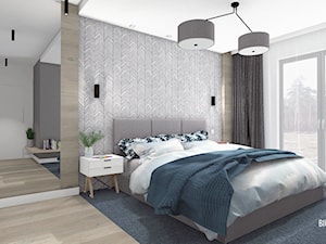 Sypialnia - Duża beżowa biała szara sypialnia, styl nowoczesny - zdjęcie od Biuro projektowe "Patio" Ewa Szymczak
