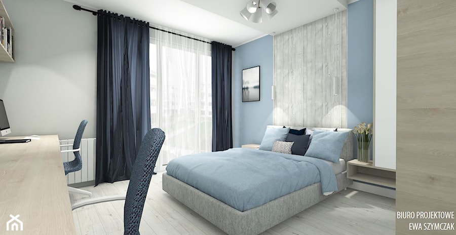 Niebieska sypialnia - Sypialnia, styl nowoczesny - zdjęcie od Biuro projektowe "Patio" Ewa Szymczak