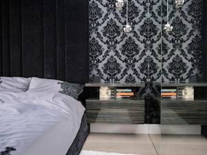 Mieszkanie w stylu glamour - Mała czarna sypialnia, styl glamour - zdjęcie od Biuro projektowe "Patio" Ewa Szymczak