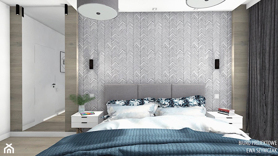 Sypialnia - Średnia biała szara sypialnia, styl nowoczesny - zdjęcie od Biuro projektowe "Patio" Ewa Szymczak