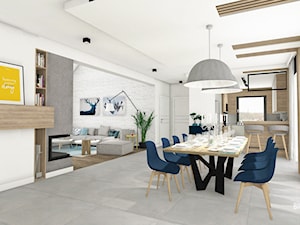 Duży salon z jadalnią - Duża biała jadalnia jako osobne pomieszczenie, styl nowoczesny - zdjęcie od Biuro projektowe "Patio" Ewa Szymczak