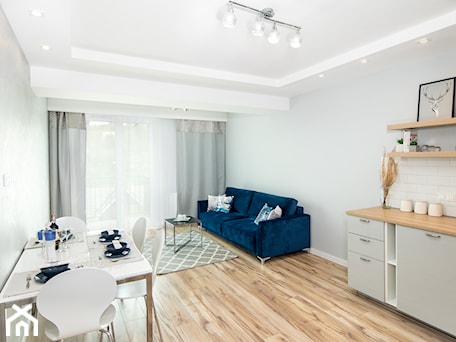 Aranżacje wnętrz - Salon: Niebieska velurowa sofa - Moje nowe mieszkanie. Przeglądaj, dodawaj i zapisuj najlepsze zdjęcia, pomysły i inspiracje designerskie. W bazie mamy już prawie milion fotografii!