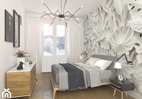 MIESZKANIE W KAMIENICY - Mała szara sypialnia, styl glamour - zdjęcie od BAJON.DESIGN Studio projektowania wnętrz