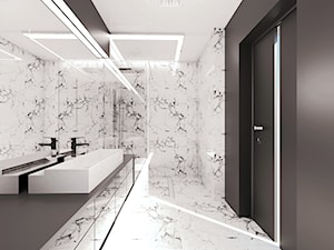 ŁAZIENKA- marlove - Średnia bez okna z lustrem z marmurową podłogą z punktowym oświetleniem łazienka, styl minimalistyczny - zdjęcie od BAJON.DESIGN Studio projektowania wnętrz