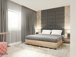 sypialnia // biel, czerń, drewno - zdjęcie od KMwnętrza