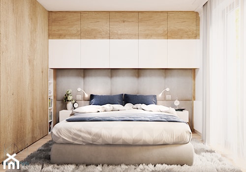 mieszkanie #2 // Wrocław - Mała biała szara sypialnia, styl skandynawski - zdjęcie od KMwnętrza