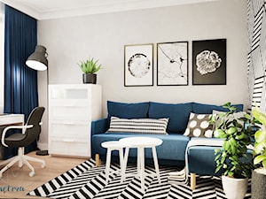 mieszkanie #2 // Wrocław - Średnie z sofą beżowe białe czarne biuro, styl nowoczesny - zdjęcie od KMwnętrza