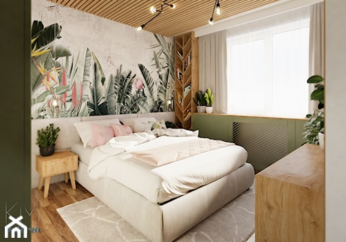 mieszkanie #4 // Wrocław - Średnia szara zielona sypialnia, styl industrialny - zdjęcie od KMwnętrza