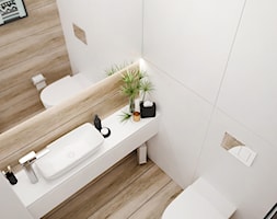 łazienka #2 // Pietrzykowice - Mała bez okna z lustrem łazienka, styl skandynawski - zdjęcie od KMwnętrza - Homebook