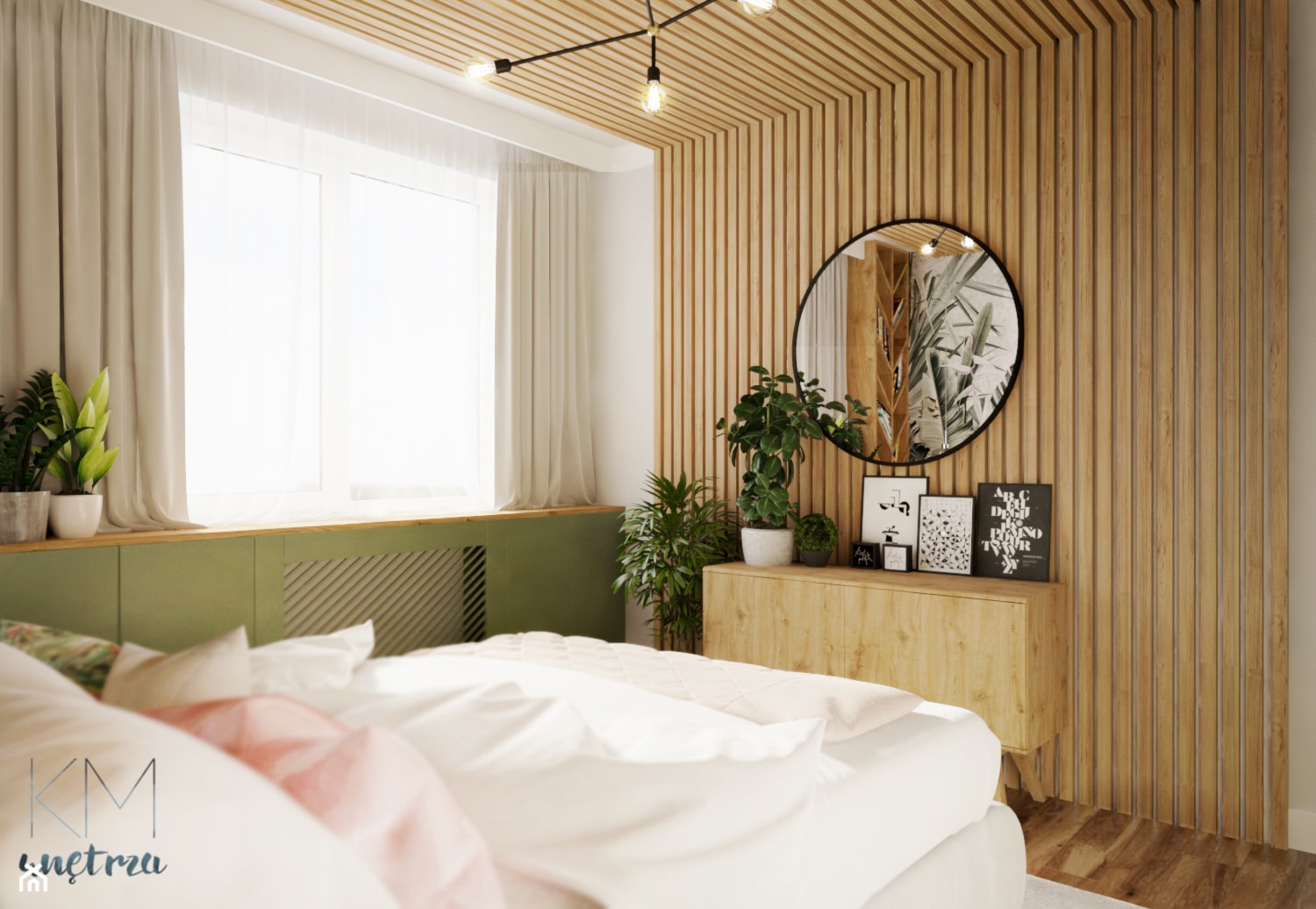 mieszkanie #4 // Wrocław - Mała zielona sypialnia, styl industrialny - zdjęcie od KMwnętrza - Homebook