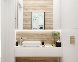 łazienka #2 // Pietrzykowice - Mała bez okna z lustrem łazienka, styl skandynawski - zdjęcie od KMwnętrza - Homebook