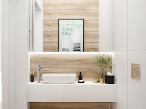 łazienka #2 // Pietrzykowice - Mała bez okna z lustrem łazienka, styl skandynawski - zdjęcie od KMwnętrza