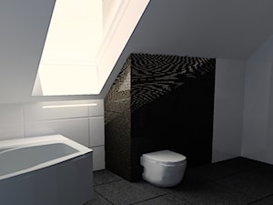 czarno biała łazienka na poddaszu - zdjęcie od Henschke.design