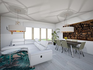 Przestronny salon z kominkiem - Mały biały salon z jadalnią, styl nowoczesny - zdjęcie od NN Design