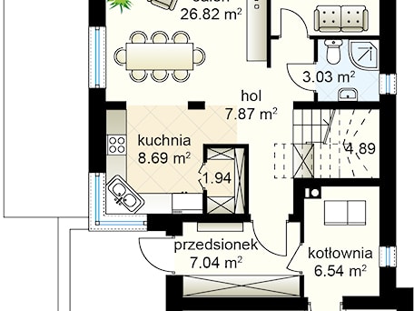 Aranżacje wnętrz - Domy: Akord II - rzut parteru - Domowe Klimaty. Przeglądaj, dodawaj i zapisuj najlepsze zdjęcia, pomysły i inspiracje designerskie. W bazie mamy już prawie milion fotografii!