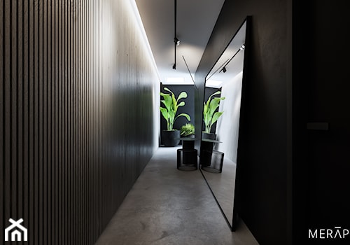 Projekt mieszkania / Gdańsk - Średni czarny z marmurem na podłodze hol / przedpokój, styl minimalistyczny - zdjęcie od Merapi Architects
