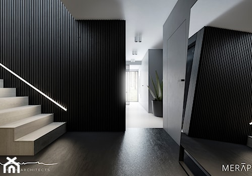 Projekt domu / Sztokholm - Duży czarny szary hol / przedpokój, styl minimalistyczny - zdjęcie od Merapi Architects