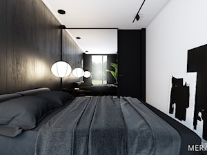 Projekt mieszkania / Gdańsk - Mała biała czarna sypialnia, styl minimalistyczny - zdjęcie od Merapi Architects