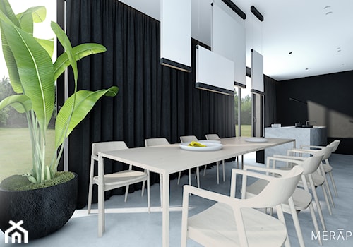 Projekt mieszkania / Gdańsk - Duża czarna jadalnia w kuchni, styl minimalistyczny - zdjęcie od Merapi Architects