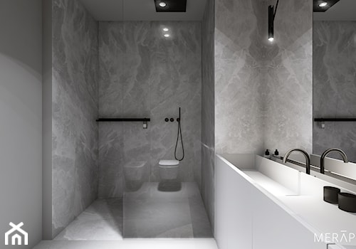 Projekt mieszkania / Gdańsk - Średnia z punktowym oświetleniem łazienka, styl minimalistyczny - zdjęcie od Merapi Architects