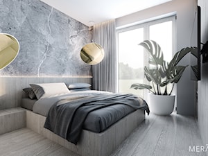 Projekt mieszkania / Warszawa Wilanów - Mała biała szara sypialnia, styl minimalistyczny - zdjęcie od Merapi Architects