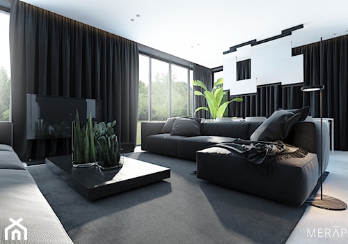 Projekt mieszkania / Gdańsk - Średni czarny salon z jadalnią, styl minimalistyczny - zdjęcie od Merapi Architects