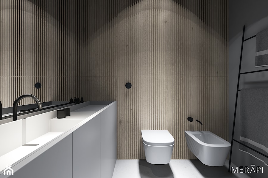 Projekt mieszkania / Gdańsk - Mała bez okna z punktowym oświetleniem łazienka, styl minimalistyczny - zdjęcie od Merapi Architects