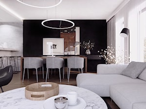 017_18 M24 - Średnia biała czarna jadalnia w salonie w kuchni, styl nowoczesny - zdjęcie od NOVOO studio